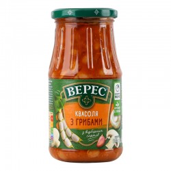 Фасоль в томатном соусе с маслом и с грибами "Верес", 500г 